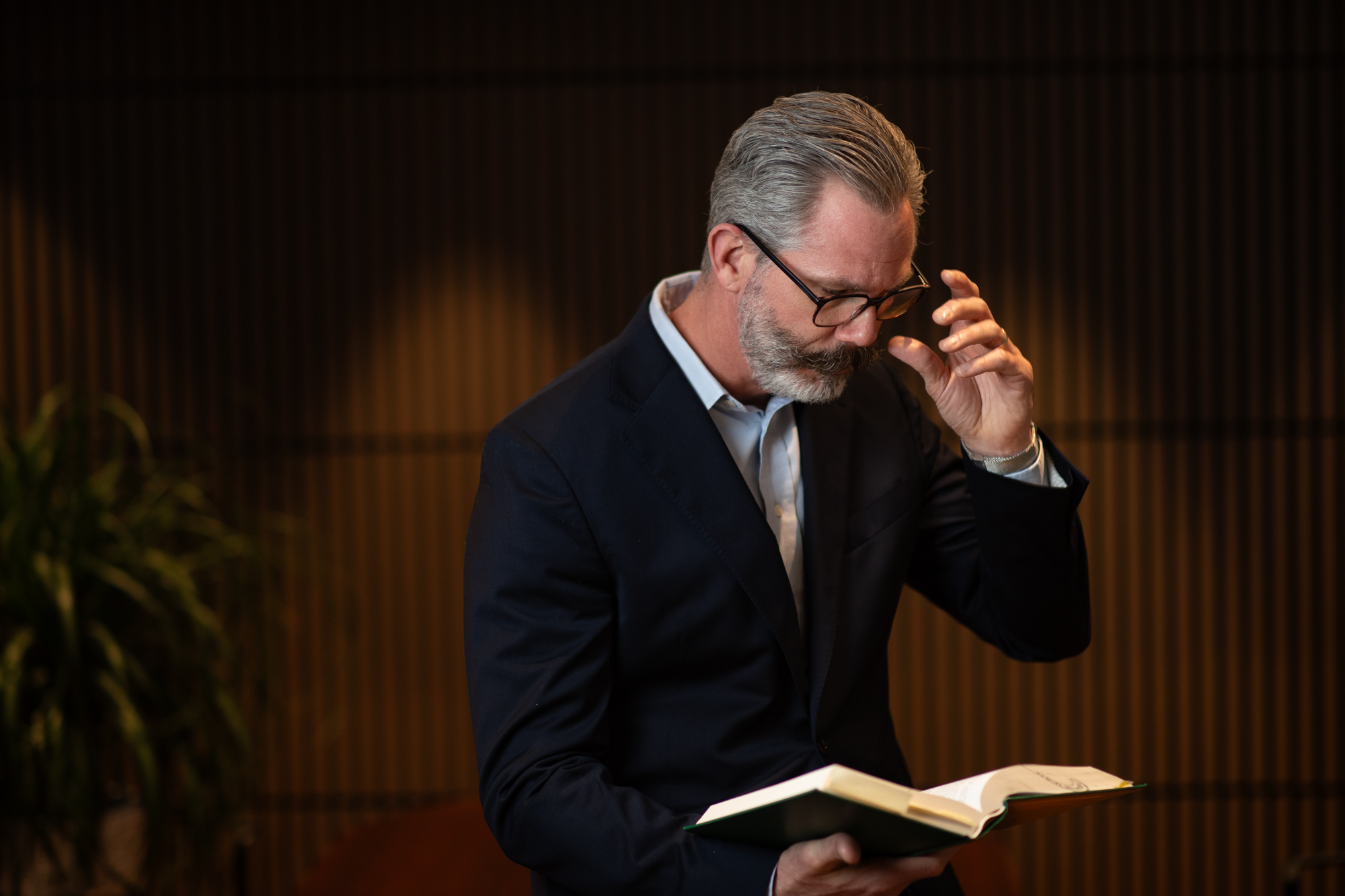 Carson Rehn reviewing case files